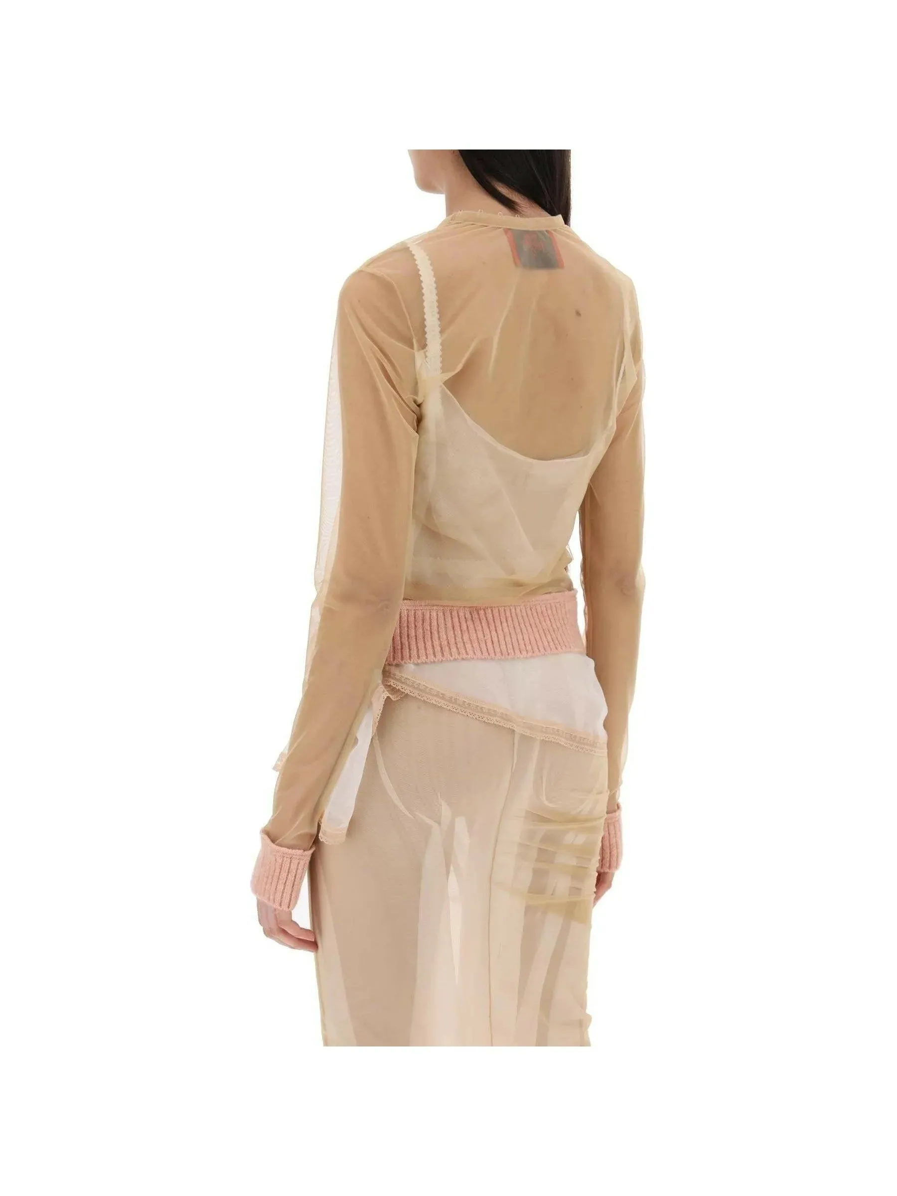 Sheer Mesh Long-Sleeved Top