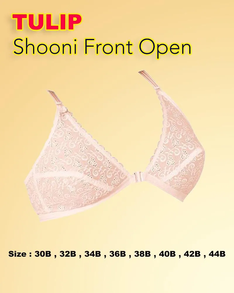 Shooni Front Open Bra - Tulip Bra - Embroidered Bra - Non Padded Non Wired