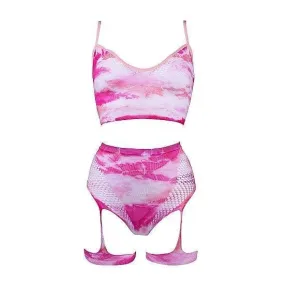 Shots Le Desir 2-Piece Bra Set With Garters & Dazzling Sticker O/S