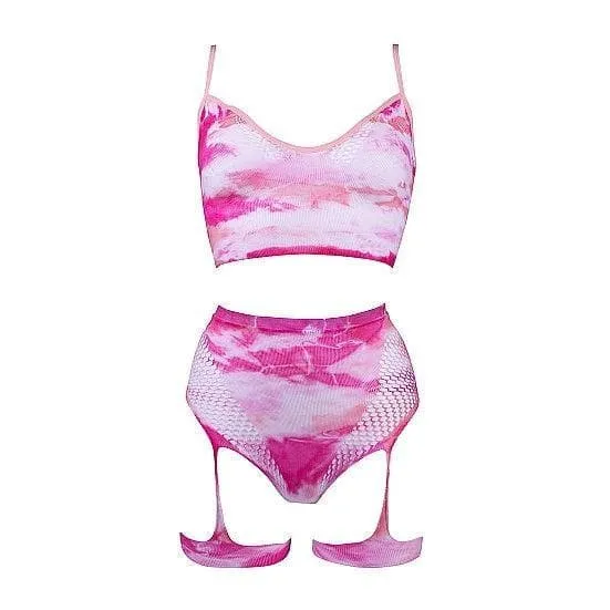 Shots Le Desir 2-Piece Bra Set With Garters & Dazzling Sticker O/S