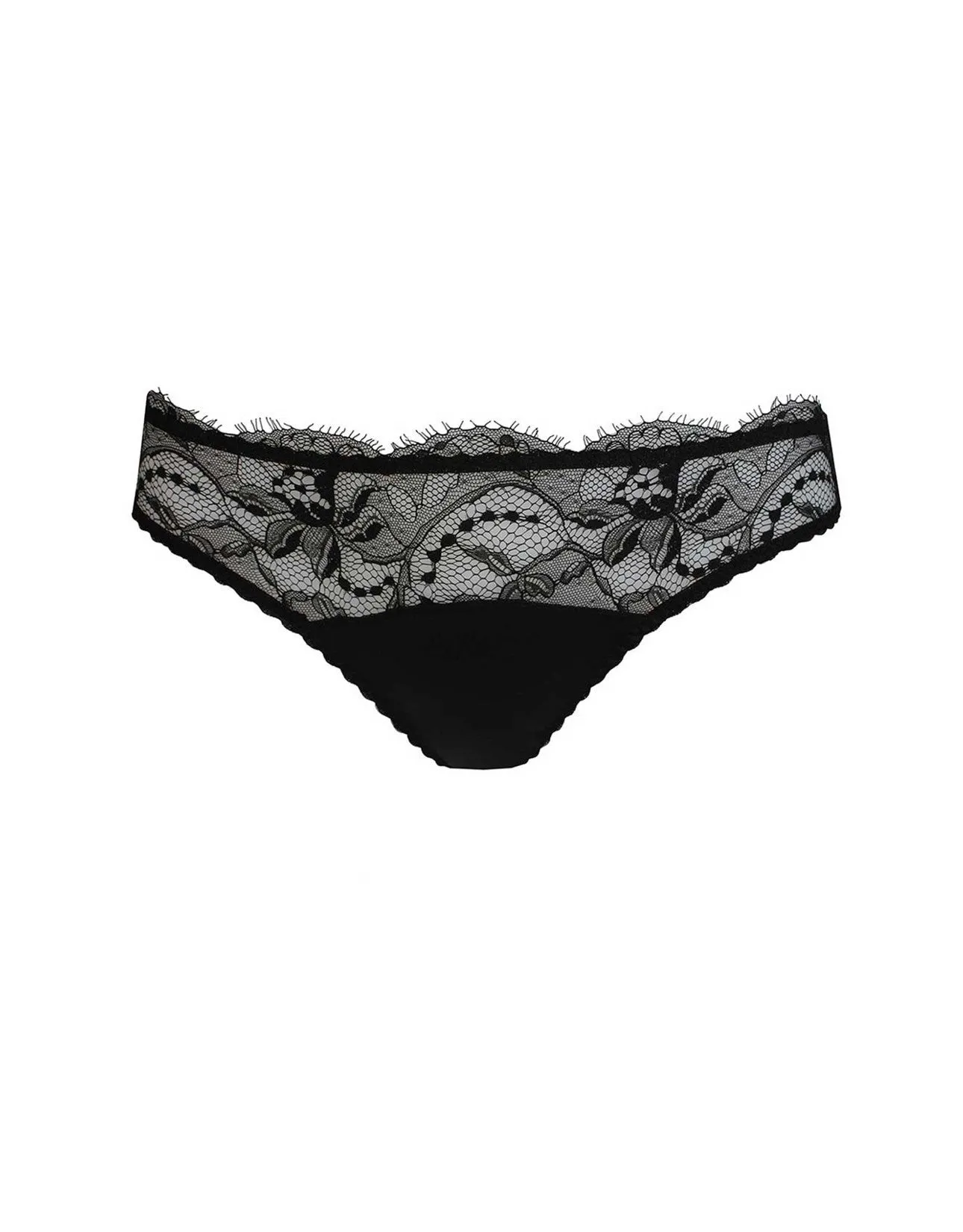 Signature Black Lace & Silk Thong