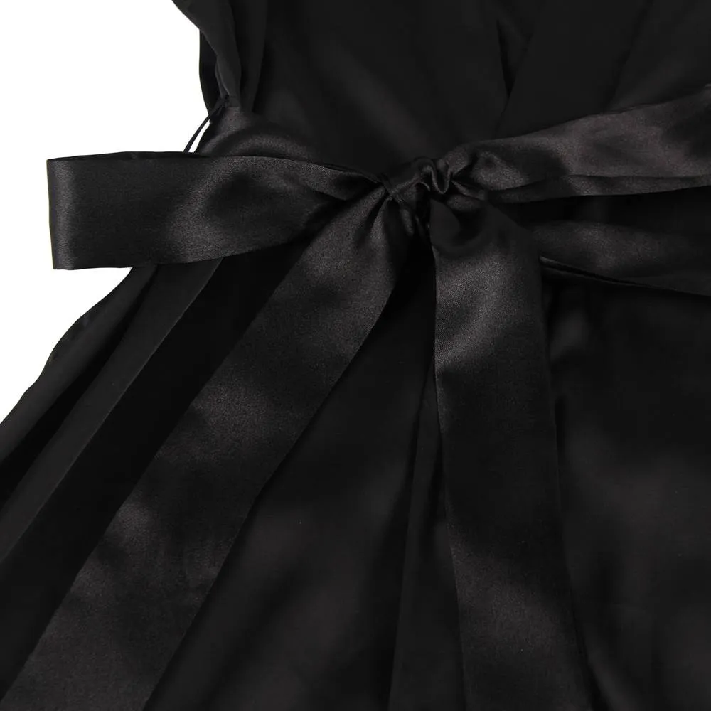 Silk Satin Egypt Lace Back Hollow Out Sexy Women Kimono Home