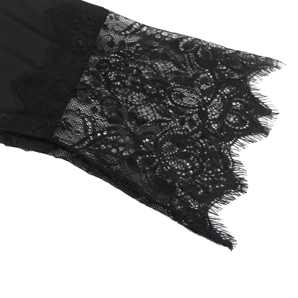 Silk Satin Egypt Lace Back Hollow Out Sexy Women Kimono Home
