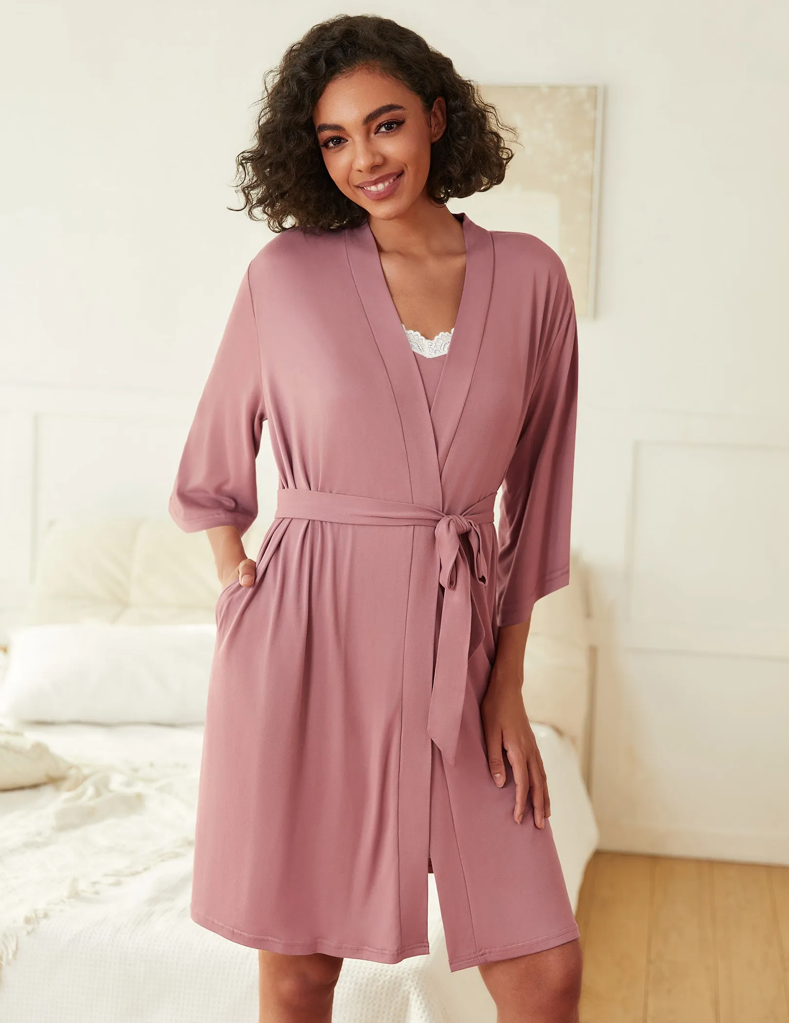 Skin-friendly Nightgown and Robe Set (US Only)