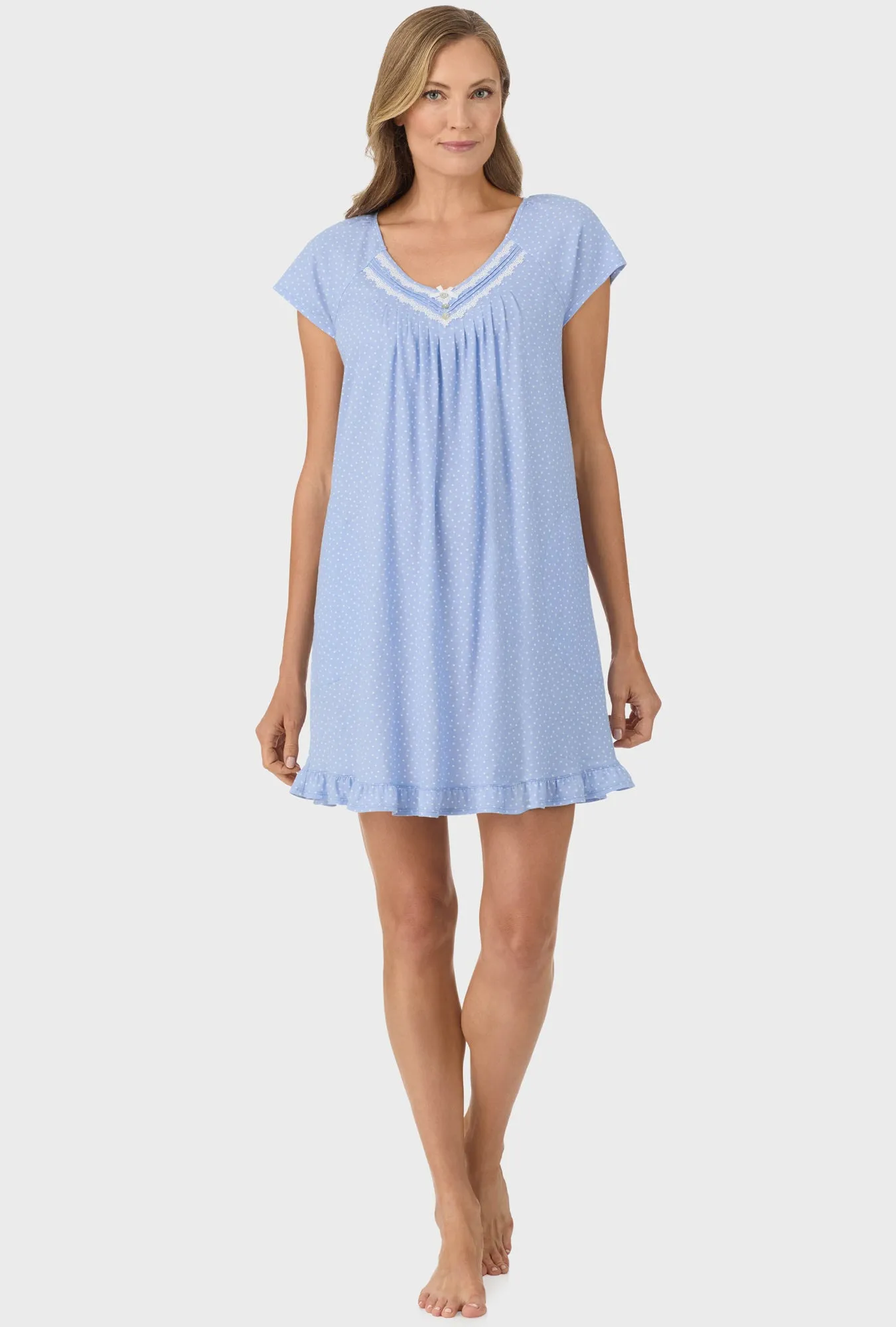 Sky Blue Dot Cap Sleeve Nightgown