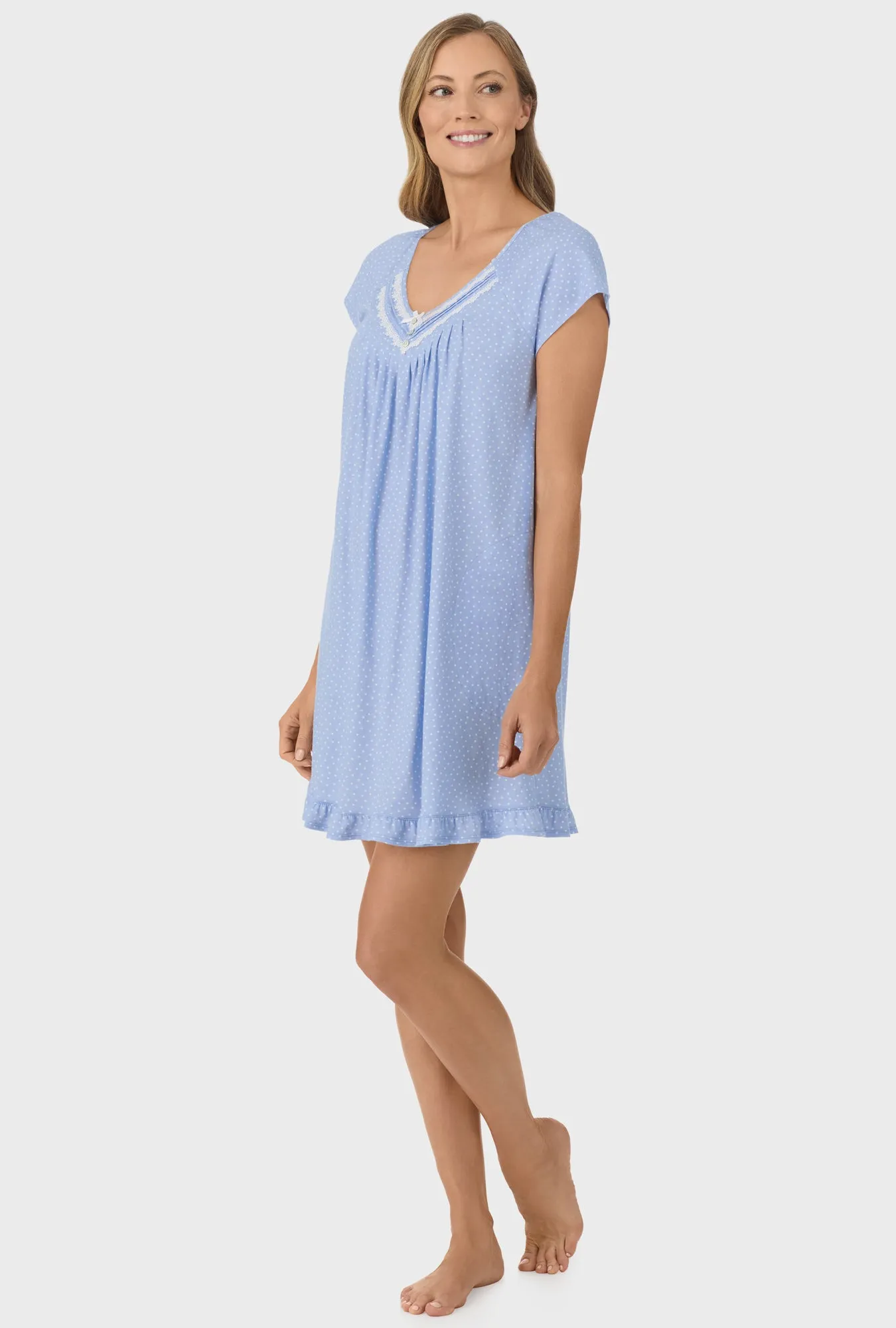 Sky Blue Dot Cap Sleeve Nightgown