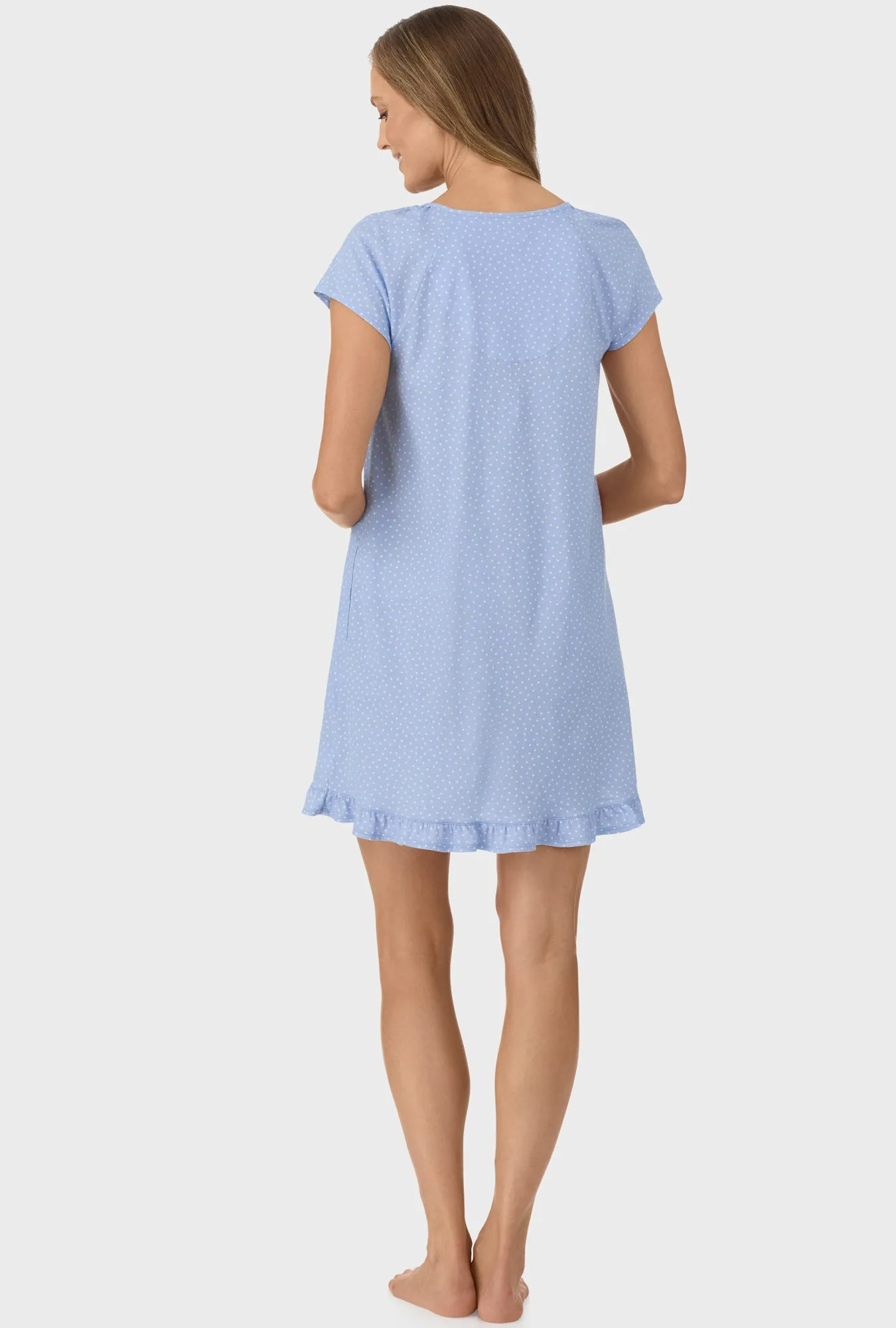 Sky Blue Dot Cap Sleeve Nightgown
