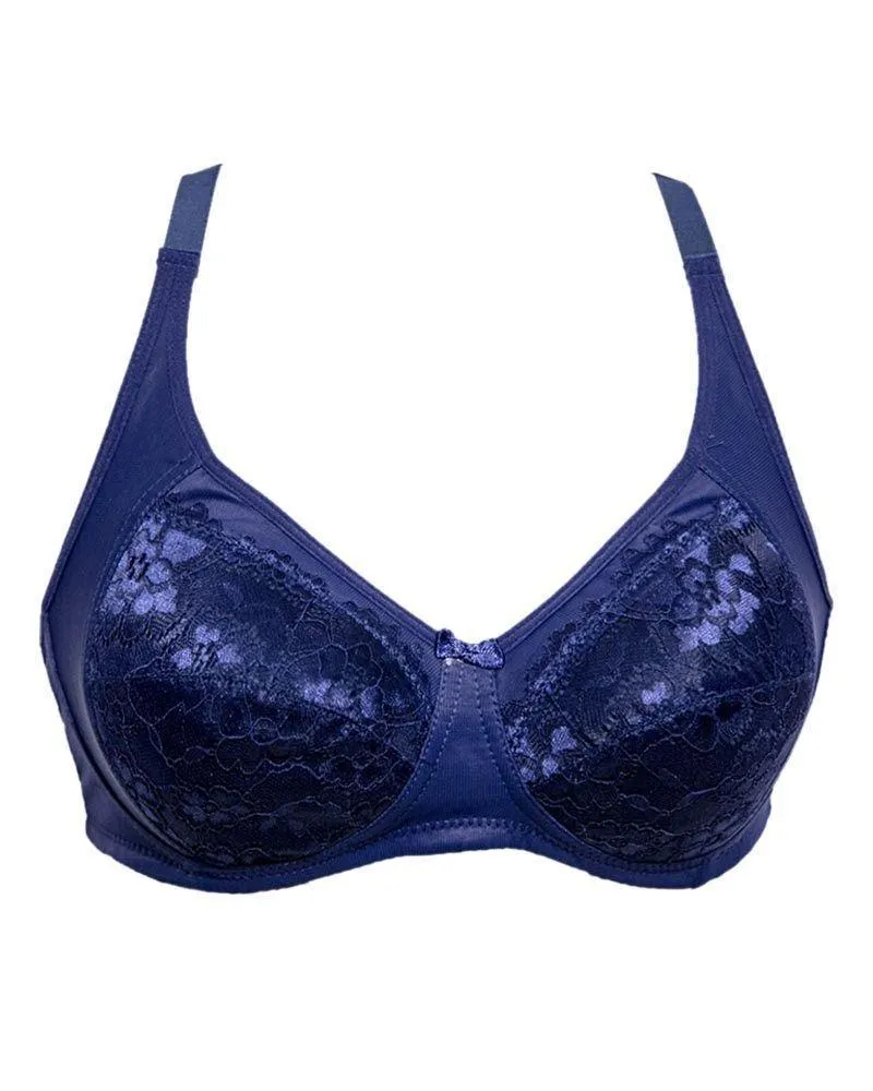 Soft Padded Comfort Net Bra SH2190 Navy Blue - Non Padded,Non Wired - By Sister Hood