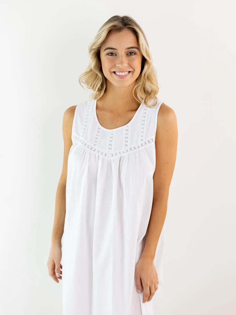 Theresa White Cotton Nightgown