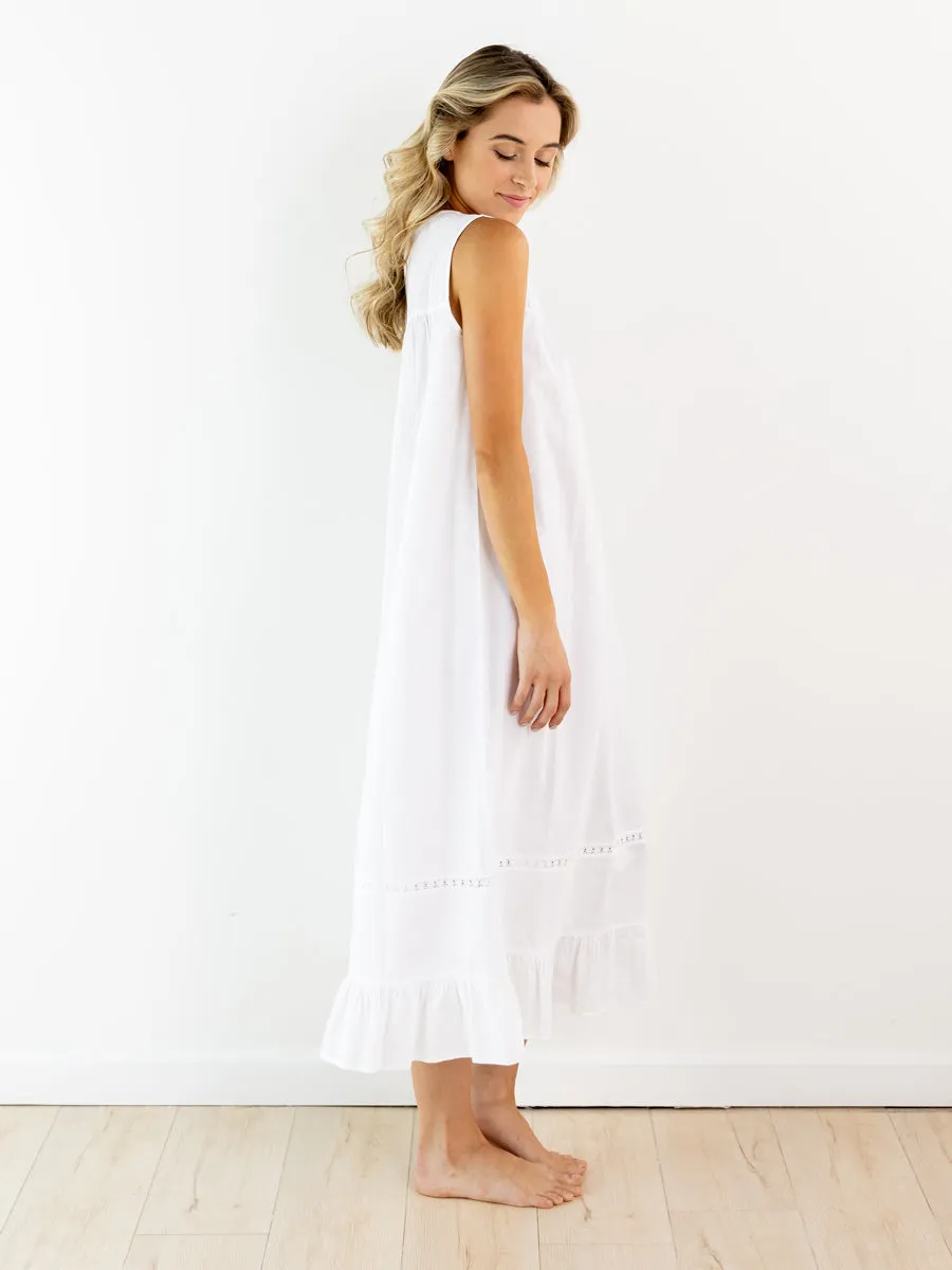 Theresa White Cotton Nightgown