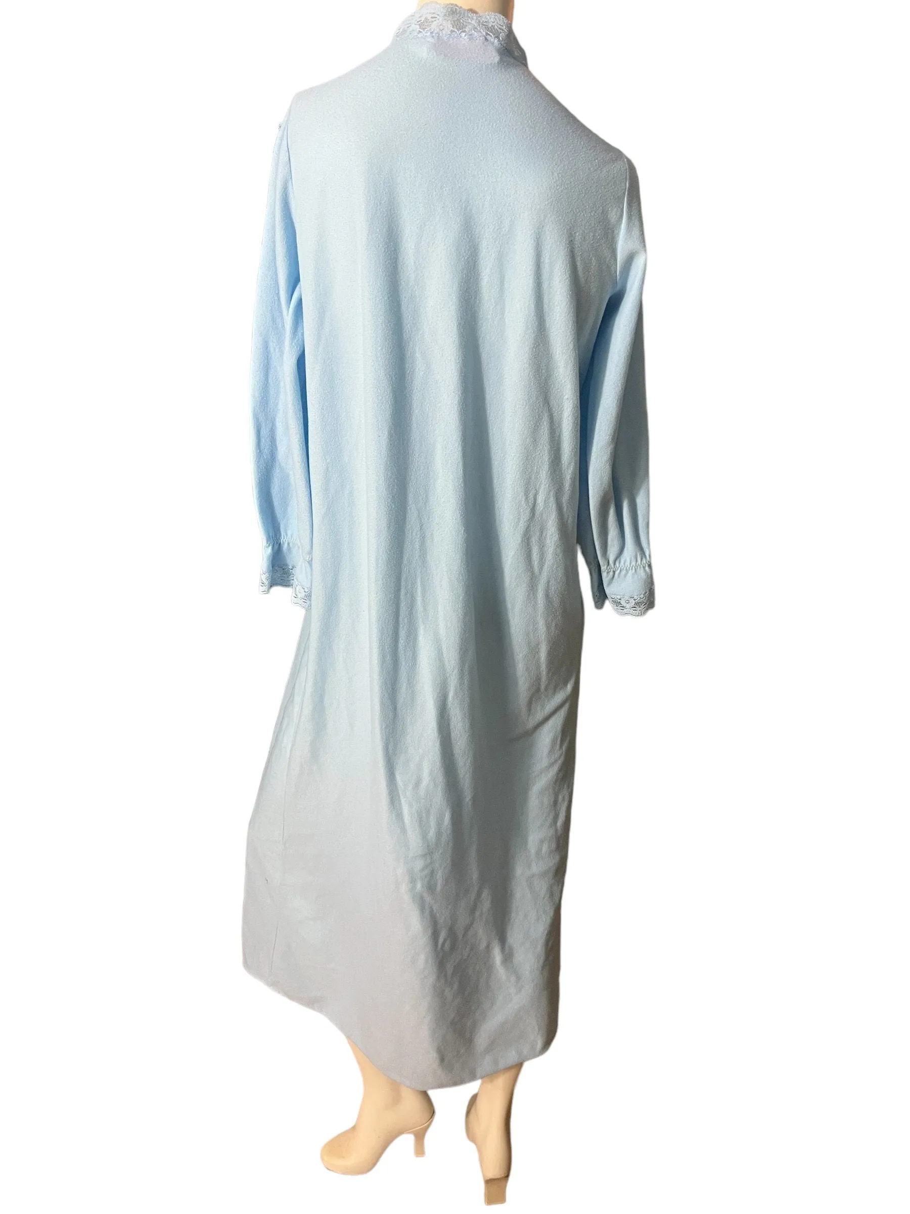 Vintage 80’s flannel blue ruffle nightgown M Suzanne Beth