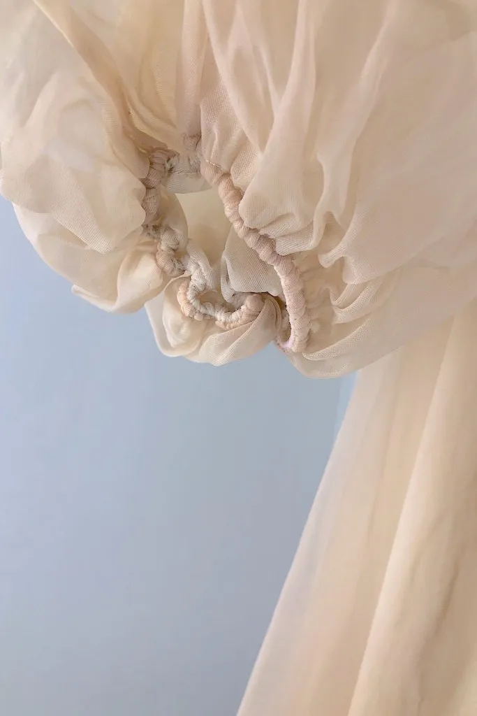 Vintage Beige Lace Chiffon Robe