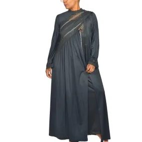 Vintage Gilead Nightgown Robe Set Lingerie Peignoir Black 70s Negligee Size Medium