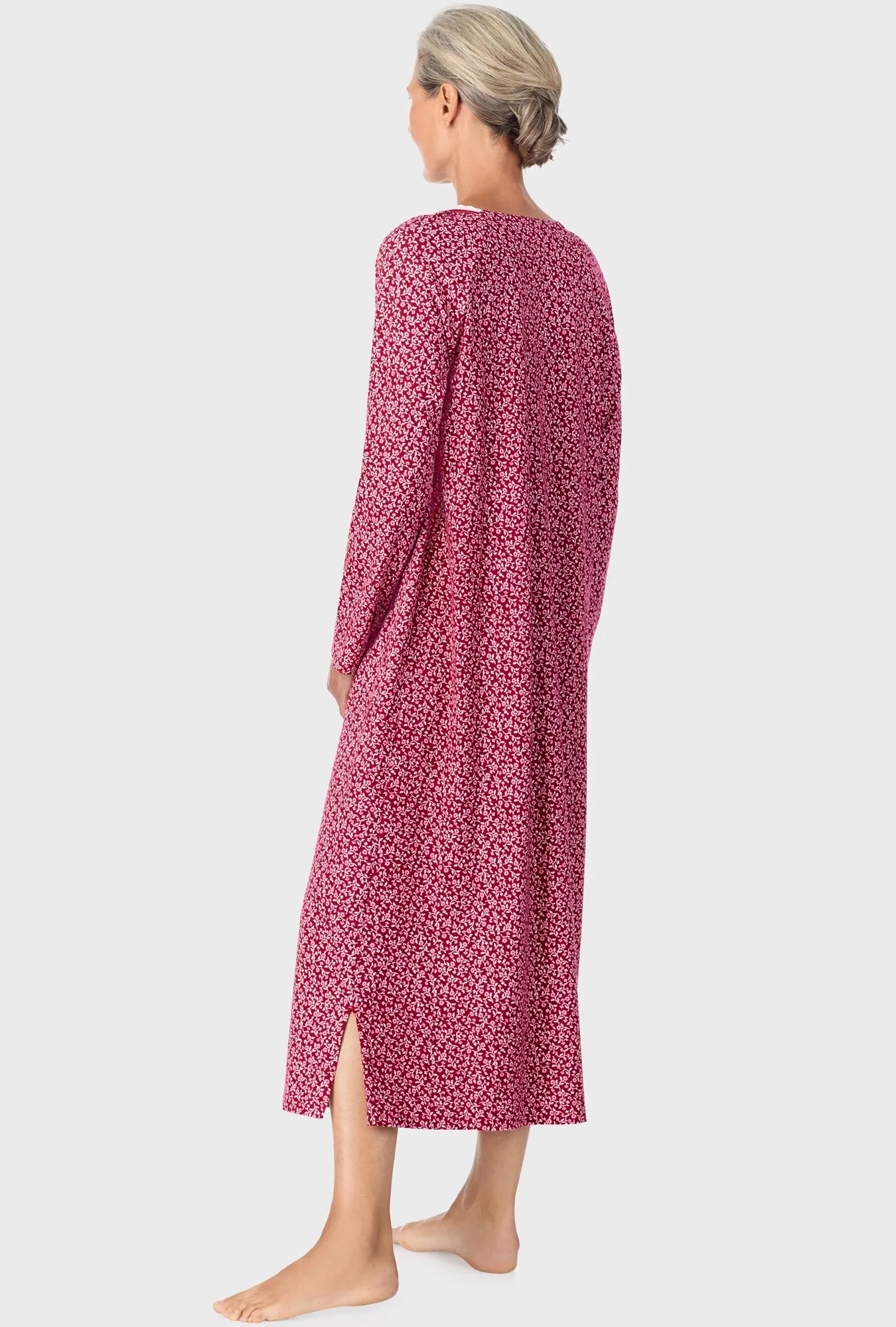 Wine Vine Floral Long Sleeve Nightgown