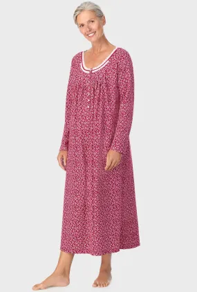 Wine Vine Floral Long Sleeve Nightgown