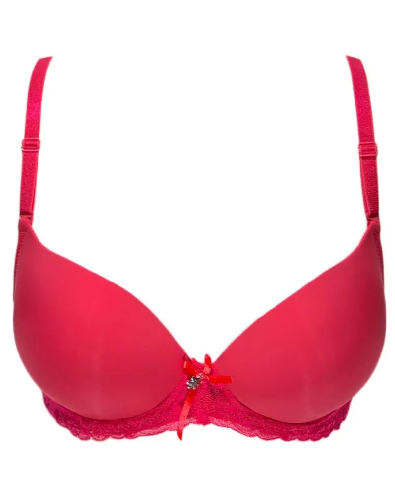 Women Double Padded Underwire Bra - Red - 3005