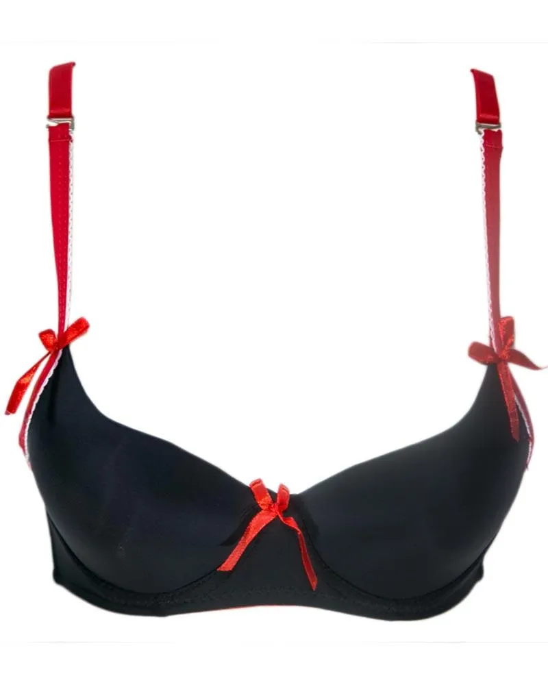 Women Push up Underwire Bra Smoothing Lace Everyday Bra - Black