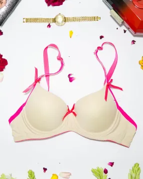 Women Push up Underwire Bra Smoothing Lace Everyday Bra - Skin