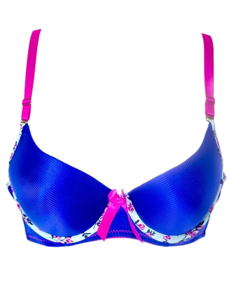 Women Push up Underwire Smoothing Bra - Blue - 678