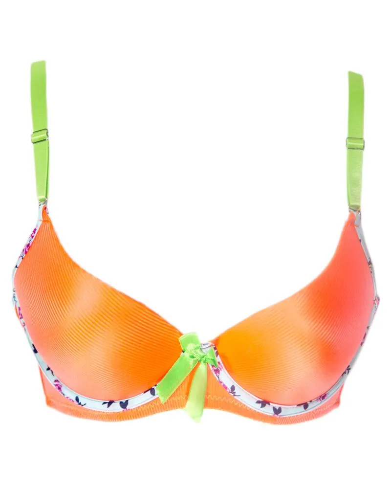 Women Push up Underwire Smoothing Bra - Orange - 678