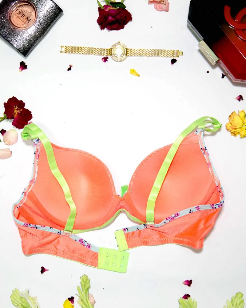 Women Push up Underwire Smoothing Bra - Orange - 678