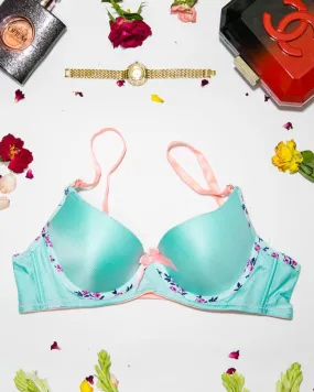 Women Push up Underwire Smoothing Bra - Sky Blue - 678