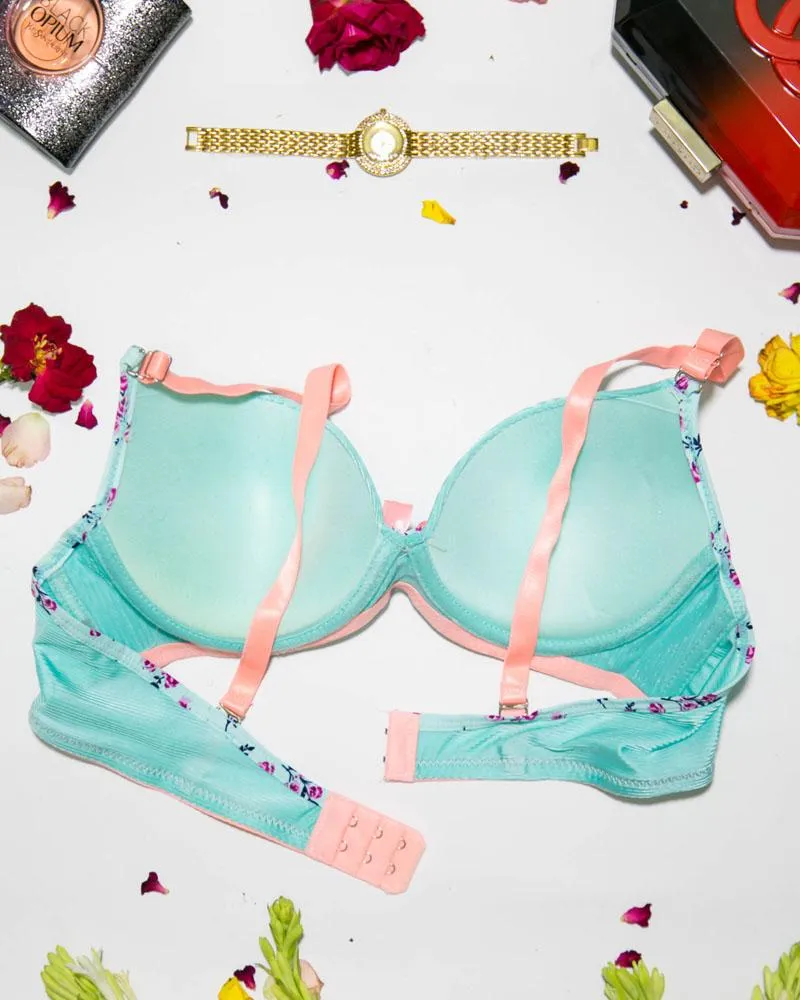 Women Push up Underwire Smoothing Bra - Sky Blue - 678