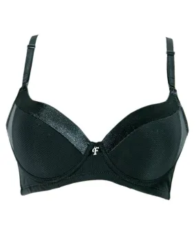 Women's Black Everyday Basic Comfort Lightly Padded Underwire Flourish Bra - Single Padded Bra - FL991