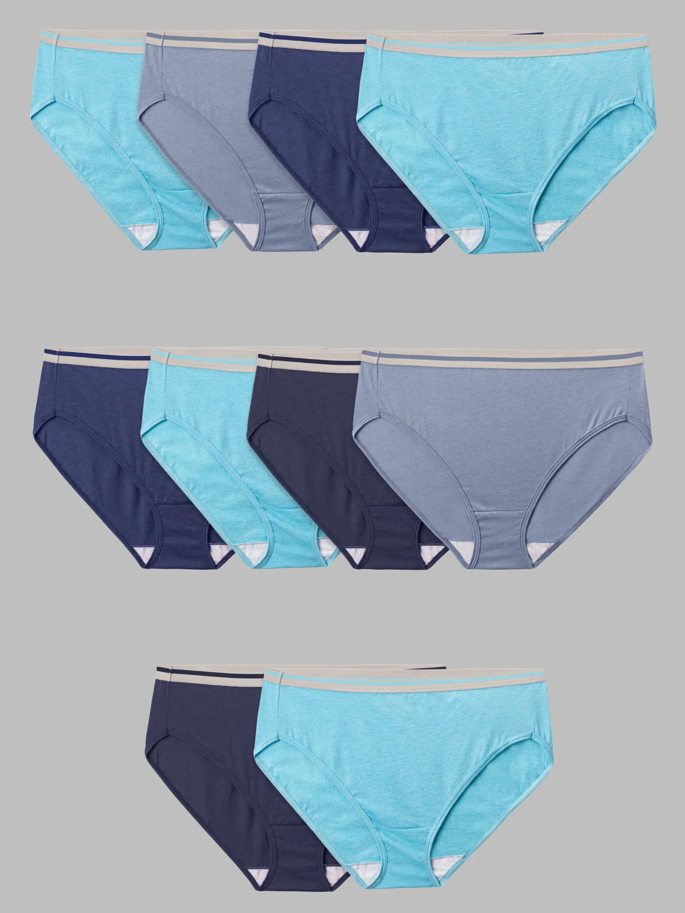 Women's Plus Fit for Me&reg; Heather Cotton Hi-Cut Panty, Assorted 10 Pack