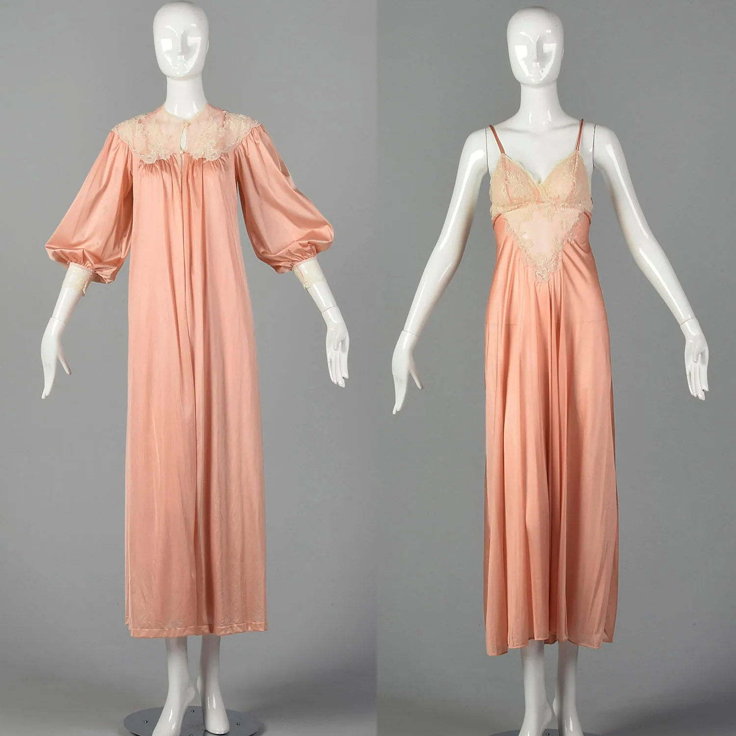 XS 1970s Kayser Nightgown & Peignoir Set