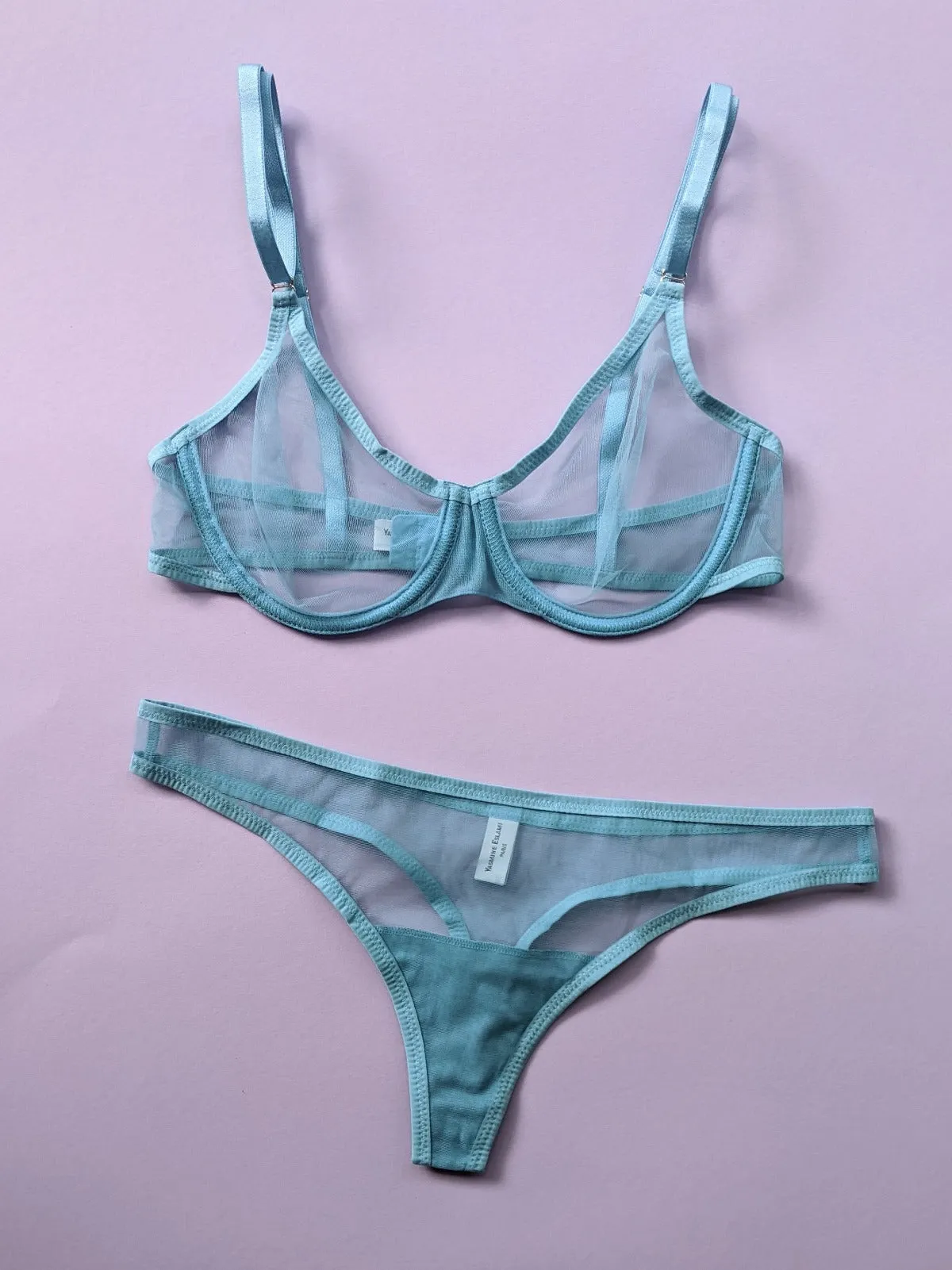 Yasmine Eslami: Jeanne Mesh Underwire Bra -Sky
