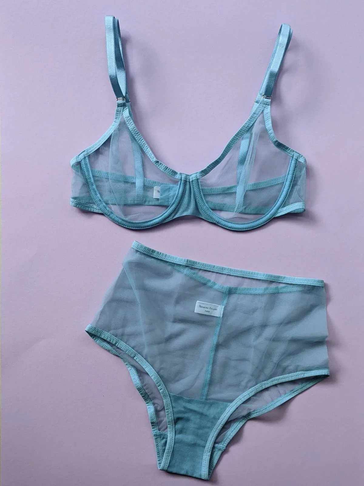 Yasmine Eslami: Jeanne Mesh Underwire Bra -Sky